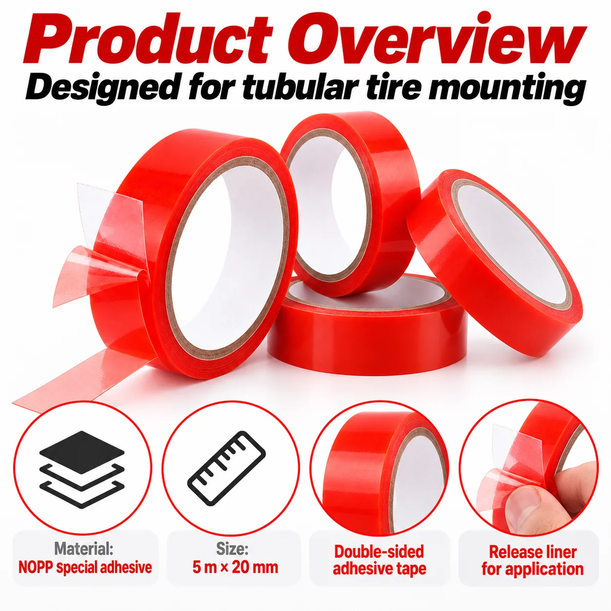 5M Tube Tire Double-sided Adhesive Tape Tubular Rim Tapes Bicycle Repair Tools Tire Tubular Adhesive Glue Tapes  Repair Parts