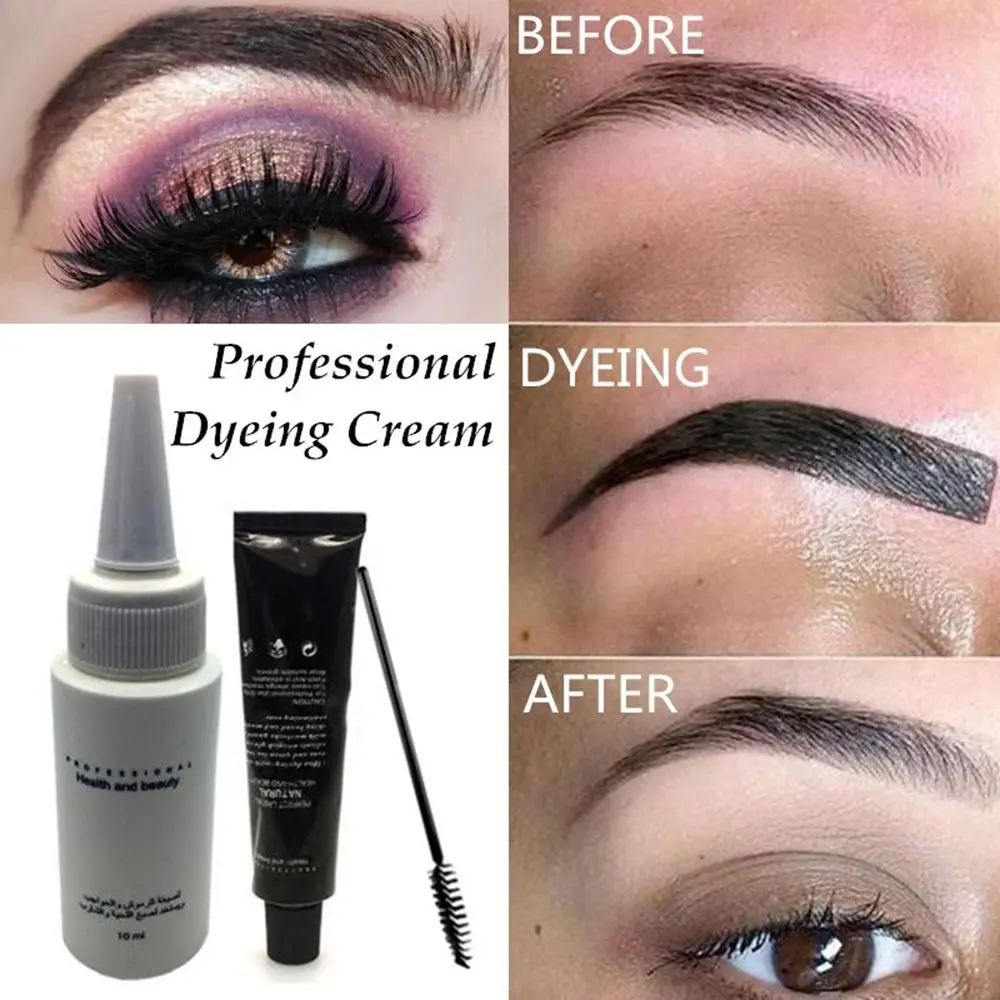 Eyebrow Eyelash Tint Cream Longlasting Eye Makeup Dye Eyebrow Mascara Enhancer Tattoo Pen Waterproof Super Durable Set