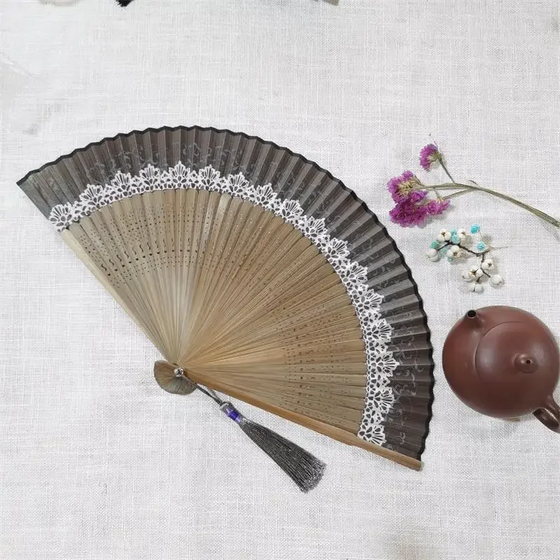 

Unique Folding Fan Faux Silk Hand Fan Color Changing Stage Performance Decoration Folding Bamboo Decor Ladies Hand Fan