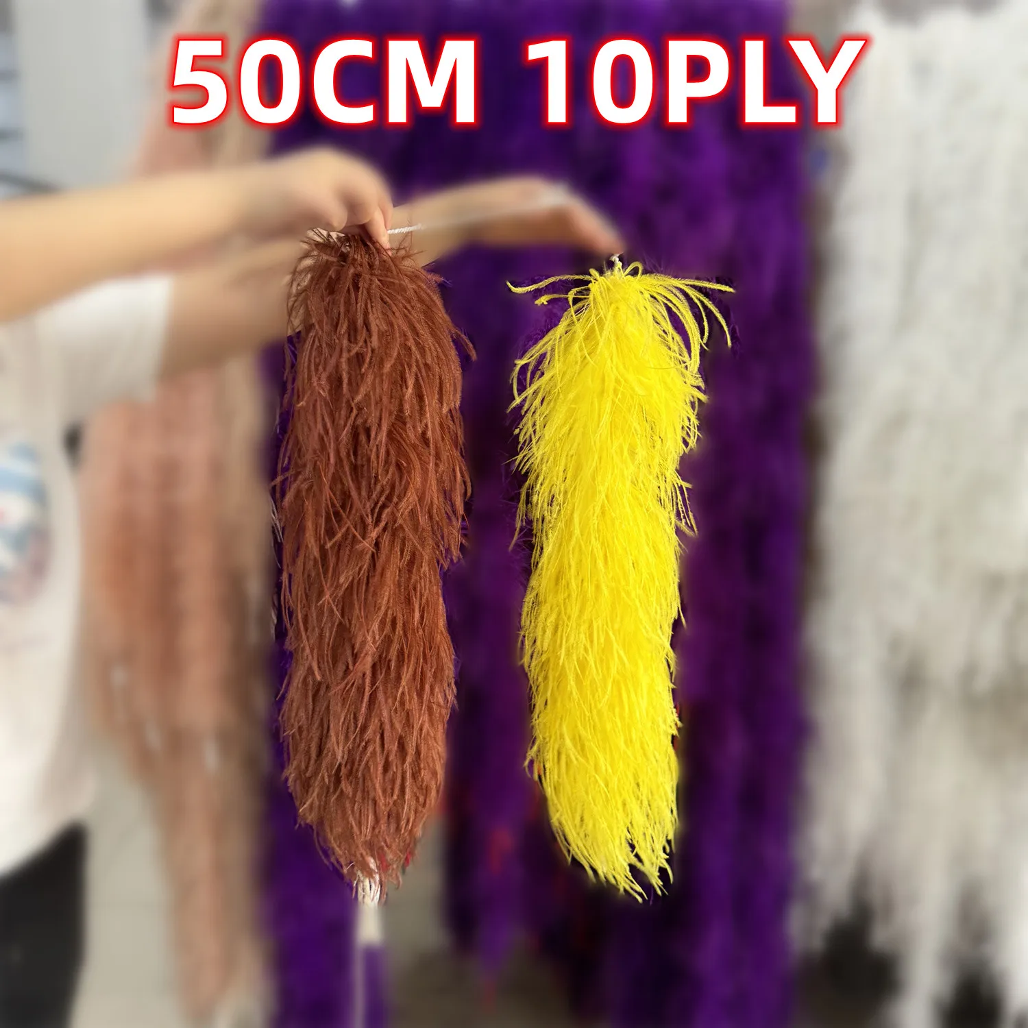 0.5Meter Thick Ostrich Feather Boa 2-20Ply Ribbon Sewing Dress Scarf  Shawl DIY Carnival Wedding Party Clothes Plume Skirt Decor