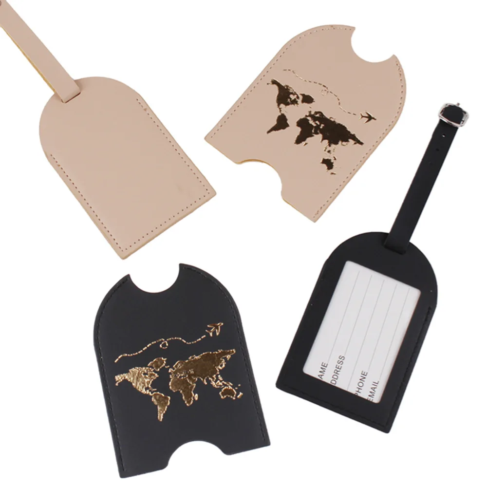 Leather Push-pull Business Luggage Tags Map Printed Luggage Tag Hidden Airplane Boarding Pass Travel Suitcase Tag Id Name Tags