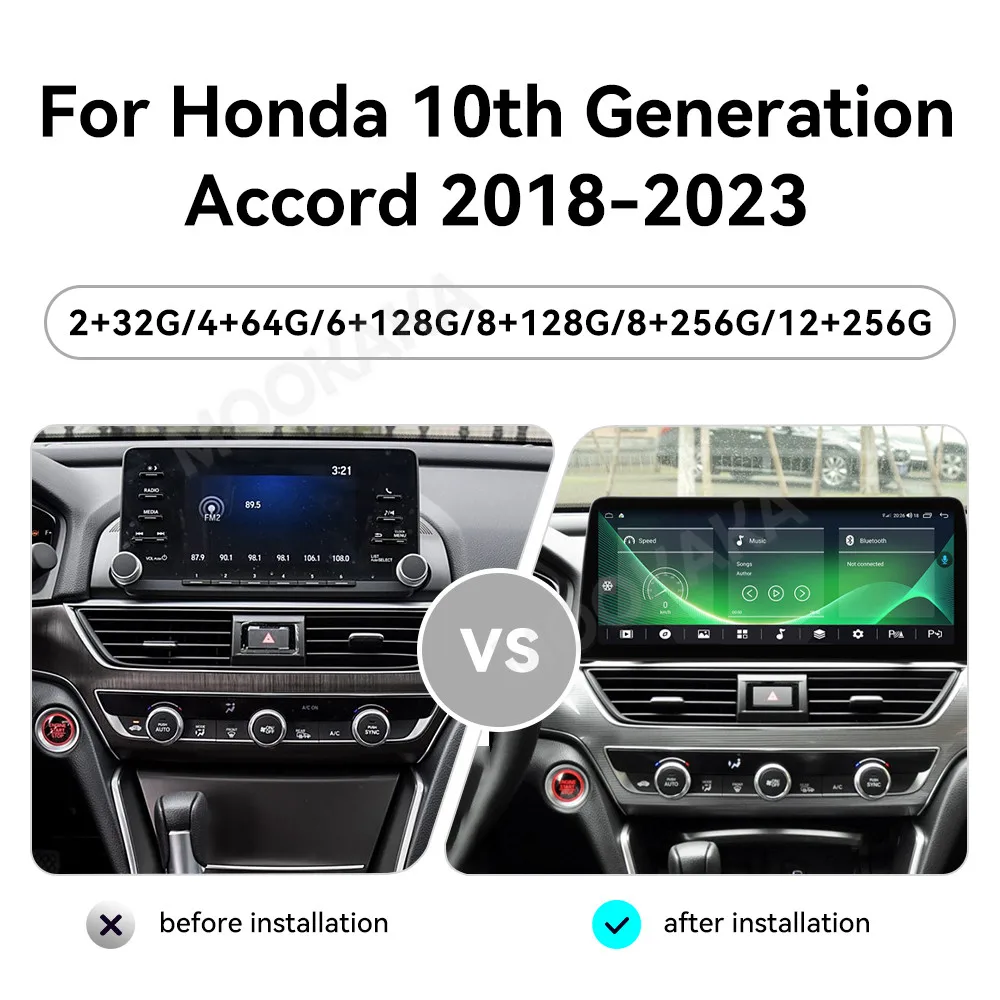 For Honda 10th Generation Accord 2018 - 2023 Car Radio Multimedia Player Wireless Carplay Android Auto Autoradio Stereo GPS Navi