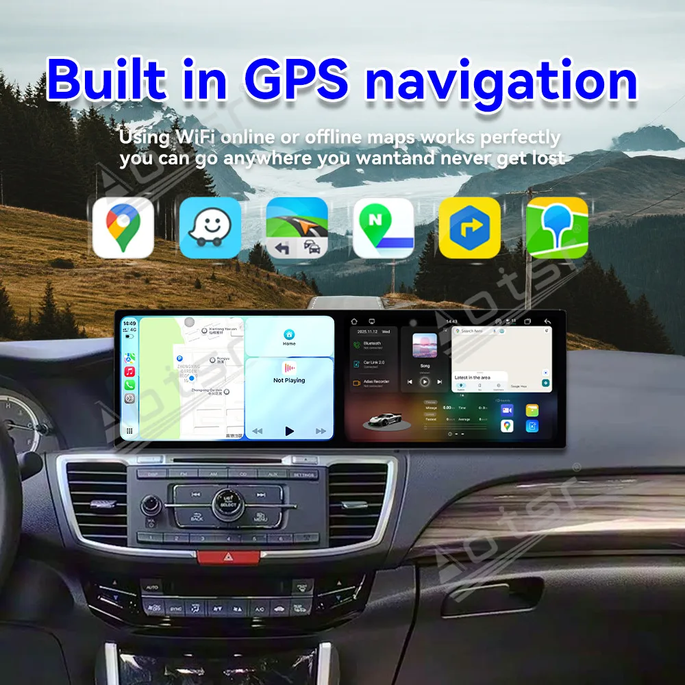 

10.1'' HD Dual Screen Car Radio For Honda Accord 2014-2017 Car Multimedia Video Player GPS Navigation Carplay Unit Android 15 BT