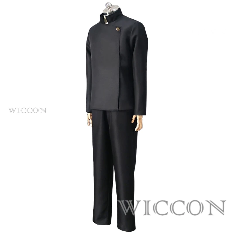 Costume de Cosplay Gojo de l'École Jujutsu Satoru pour Homme Adulte, Uniforme de Lycée avec Lunettes, Perruque Trempée, pour Halloween