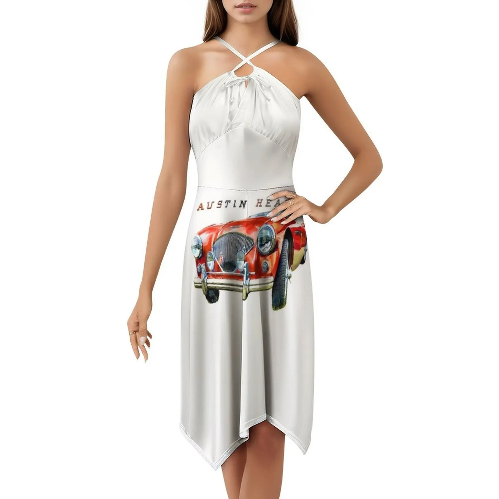 فستان أوستن هيلي 100 منقوش عليه زهور للنساء للربيع والصيف فستان كاجوال للحفلات أوستن هيلي الظهر لحفلات السيارات #5