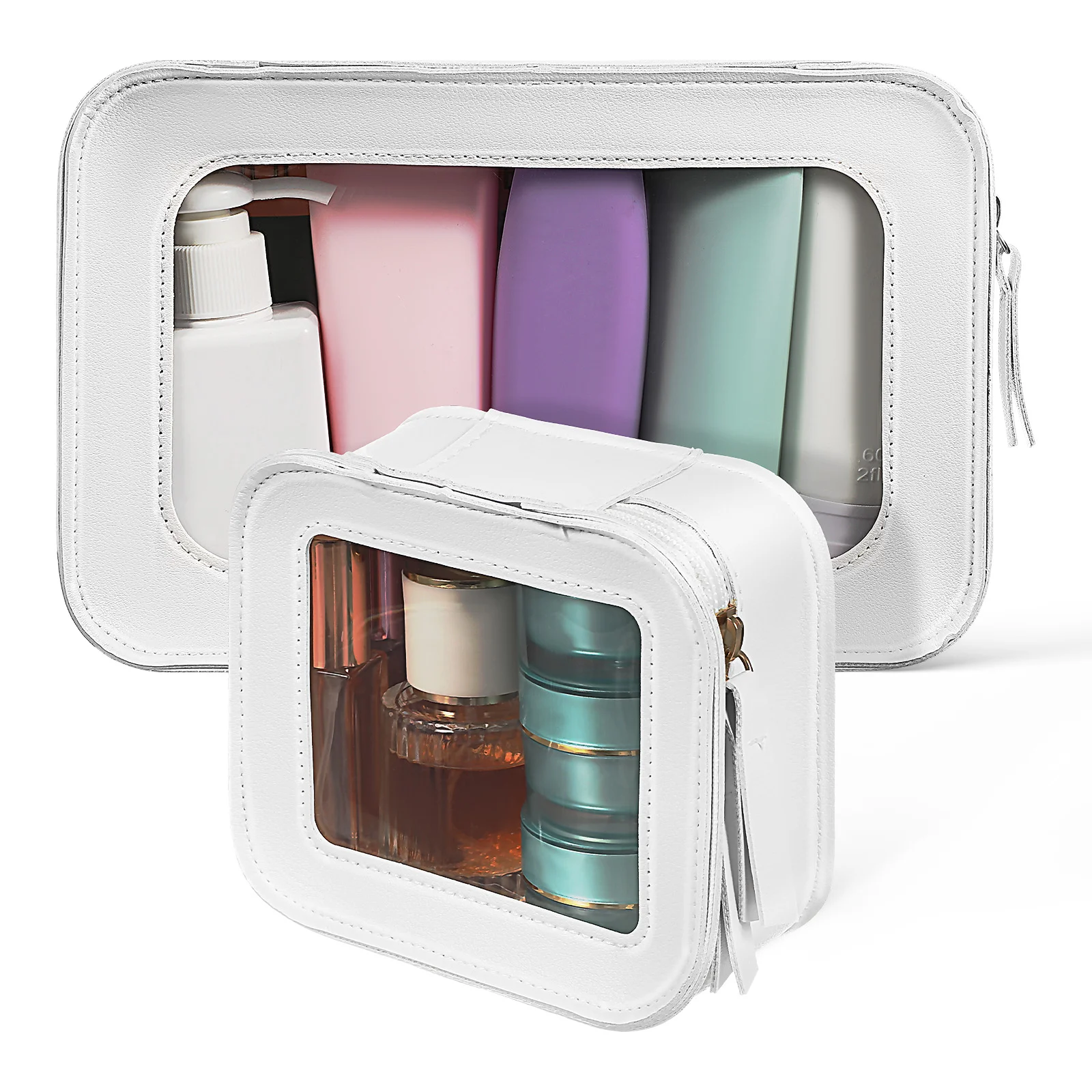 

2 Pcs Transparent Bag Clear Organizer Bags Toiletry for Women Travel Pouch Makeup