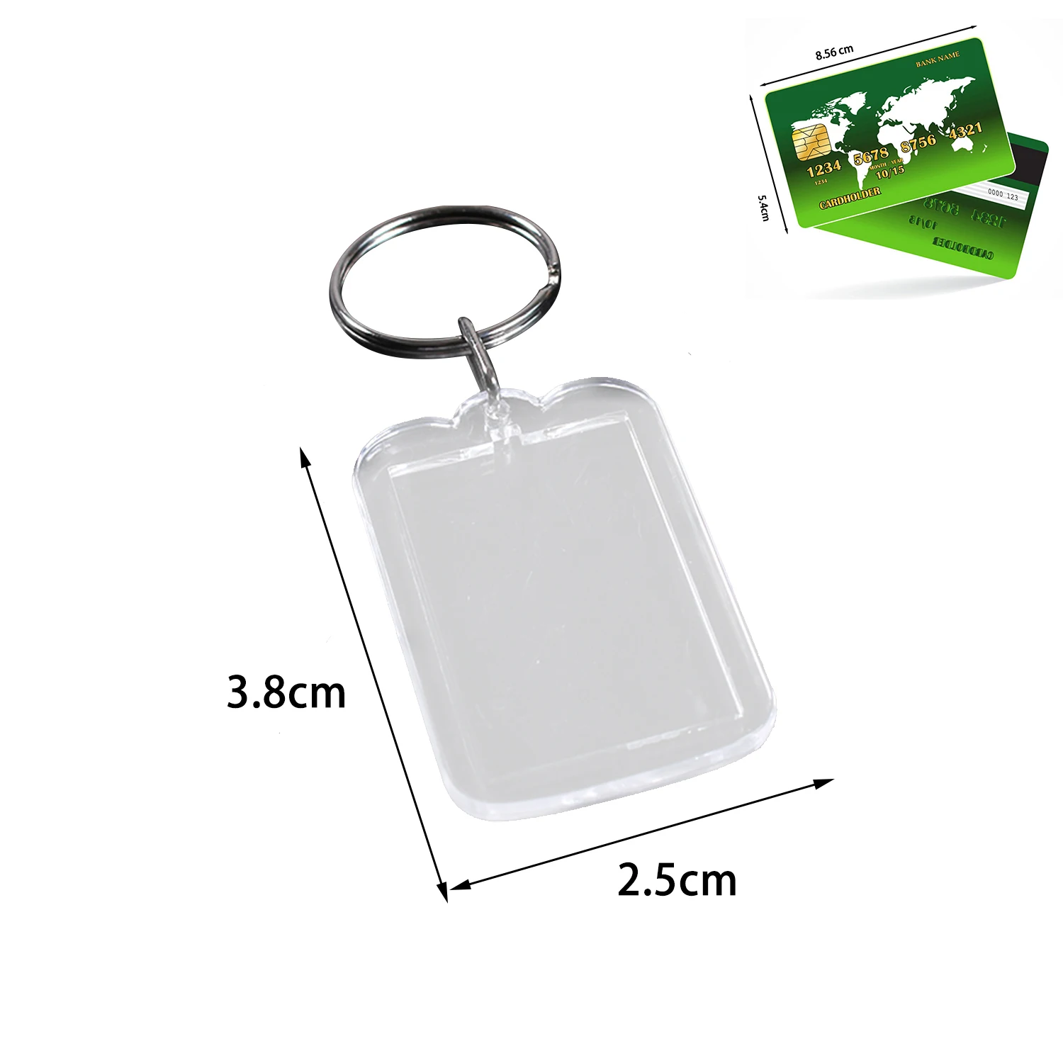 Simple Blank Photo Keyrings Acrylic Blank Picture Insert Keychain Double Sided Clear Key Ring Photo Holder With Split Ring