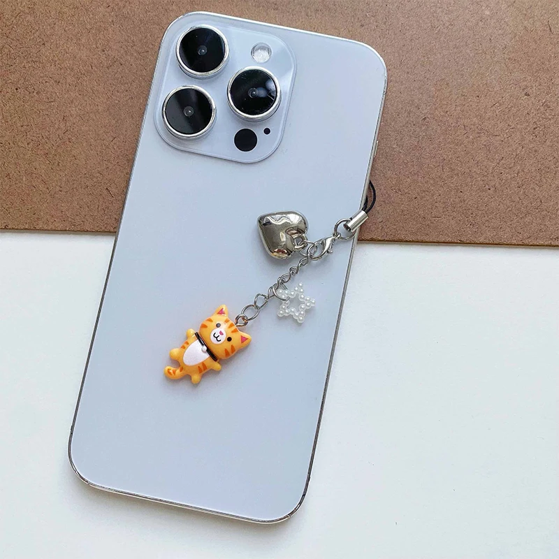 Kawaii Kitten Smycz do telefonu Cute Cartoon Star Cat Łańcuszek do telefonu Breloczek do kluczy Dziewczyny Etui na słuchawki Urok na telefon Prezent dla pary