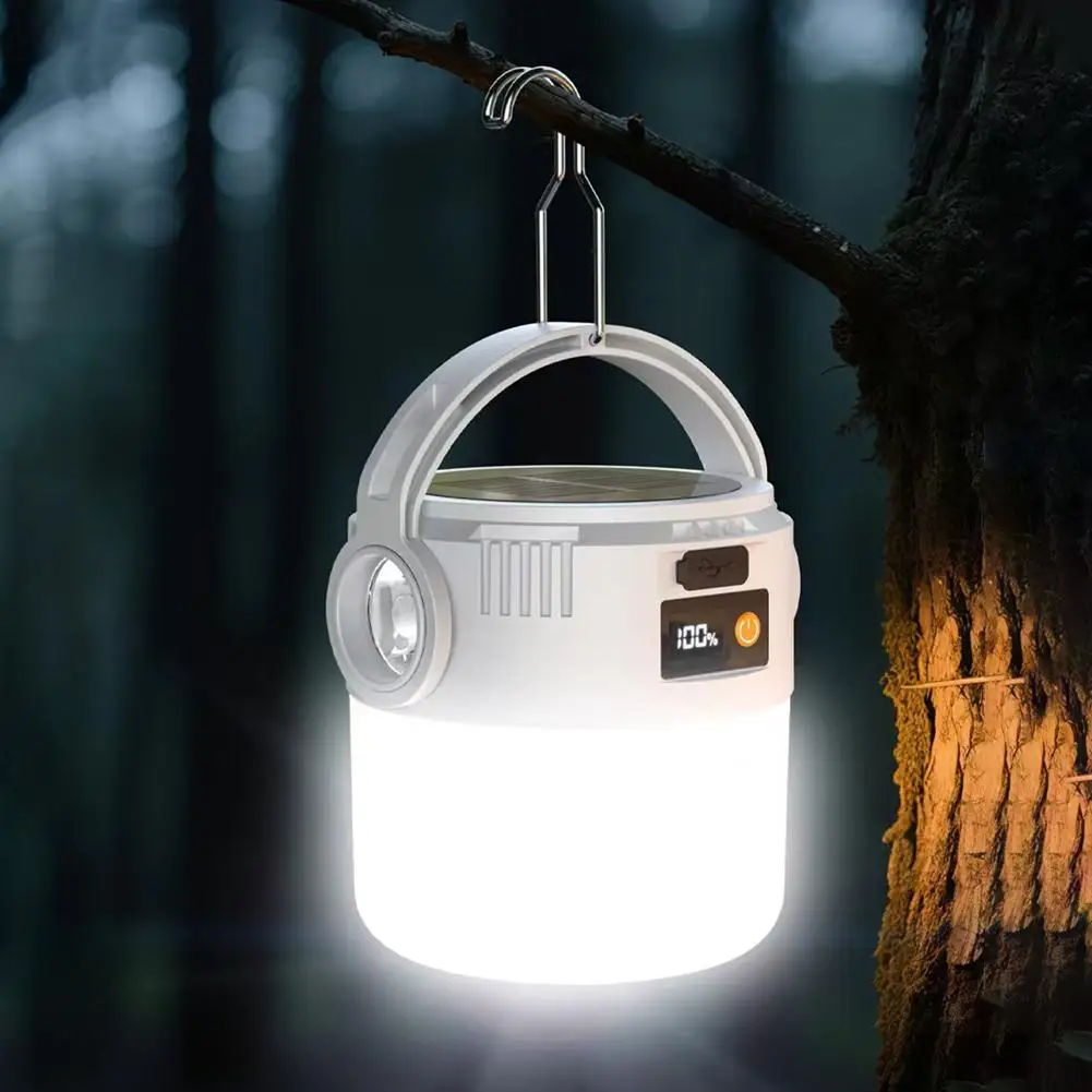 Solar Camping Light USB Rechargeable Outdoor Portable Waterproof Emergency Lantern For Hiking Backpacking Tent Activities