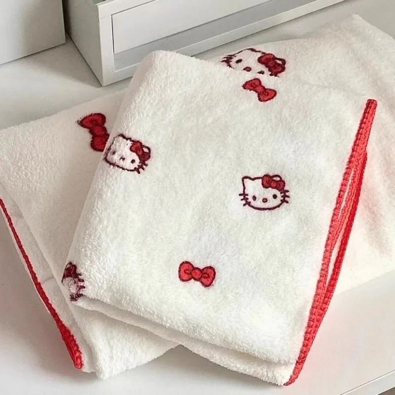 Cute Hello Kitty Towel Women Coral Fleece Soft Absorbent Face Towel Student Home Style Women Accessories Wholesele Holiday Gift