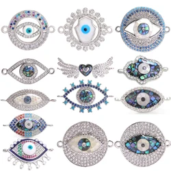 Juya Handmade Opal Pearl Shell Hamsa Fatima Greek Evil Eye Charms Connector Accessories For DIY Turkish Talisman Jewelry Making