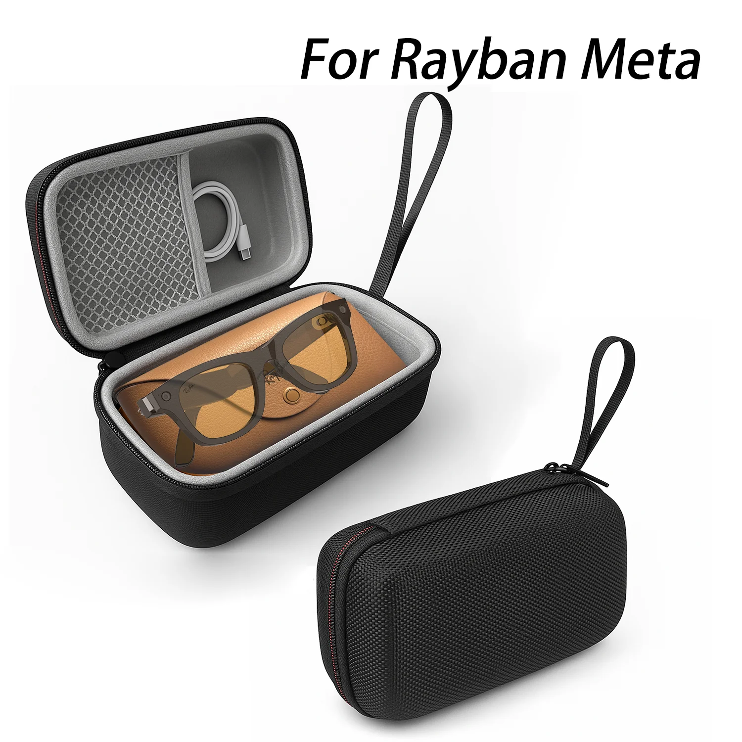 حافظة نظارات واقية ذات غلاف صلب لملحقات النظارات الذكية Ray-Ban Meta Wayfarer RW4008 / RW4006/Skyler RW4009 / RW4009F