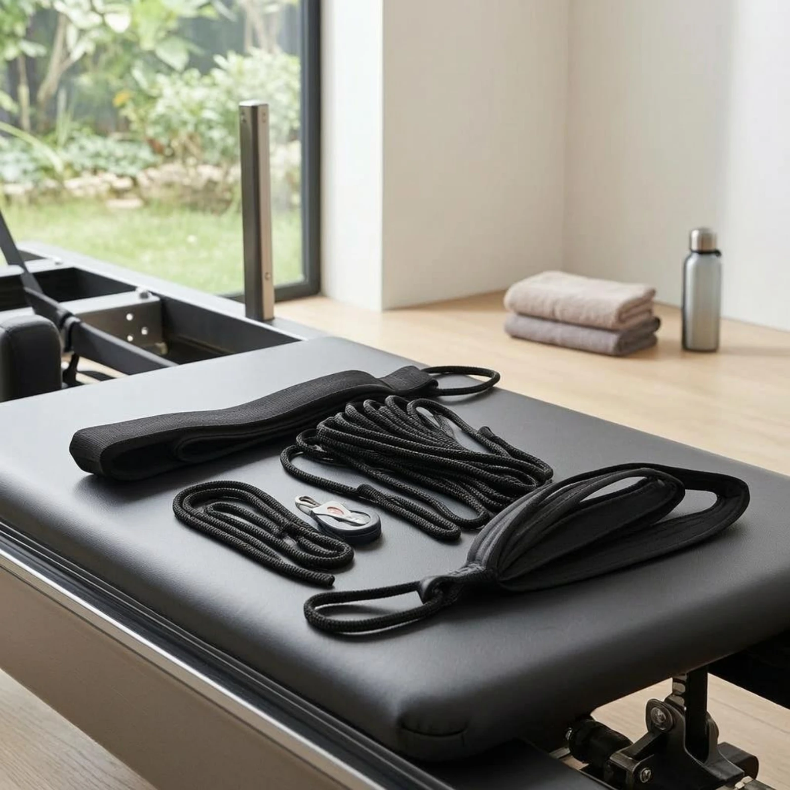 Kit de Cuerdas para Pilates Reformer con Correas Acolchadas, Juego de Poleas y Correas para Reformer, Aparato de Ejercicio para Gimnasio en Casa