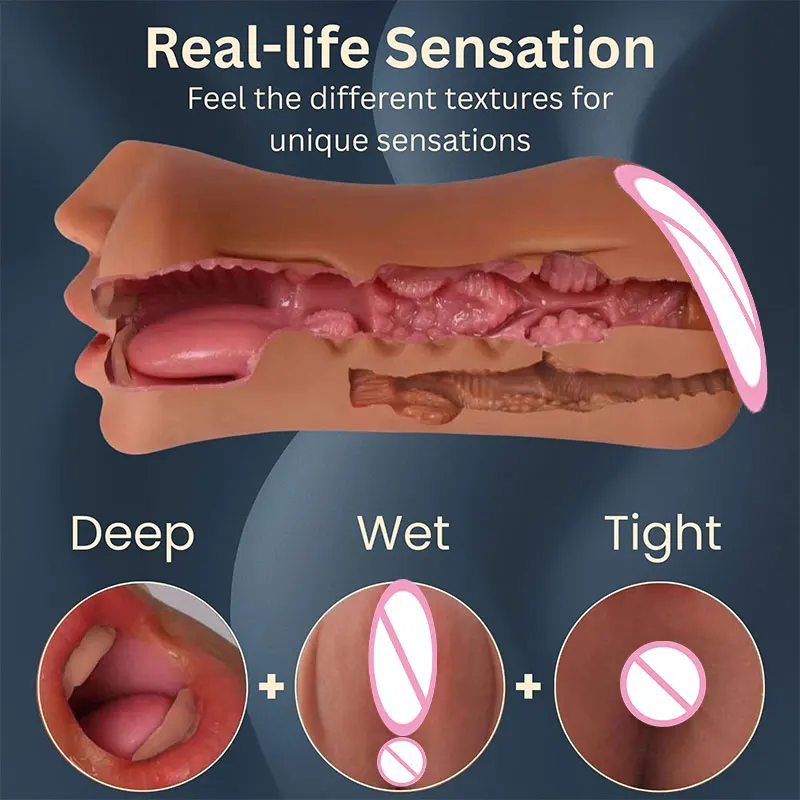 Male Masturbator, Climax Pocket, Vaginal Mouth 3-in-1 Sex Vaginal Texture, Realistic Sexual Pleasure, Deep Throat, Adult Sex Toy - view 2