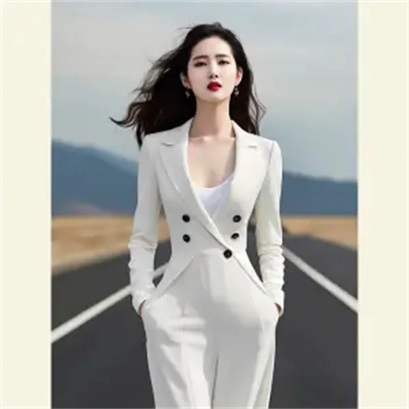 2024 Spring Autumn New Woman Exquisite Temperament High Sense Pear Shape High Waist and Slim Small Fragrant Wind White Jumpsuit