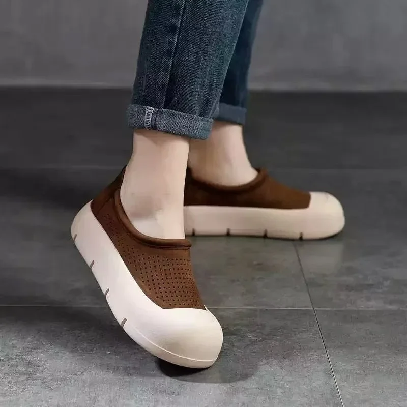 Sapatilhas femininas simples de cor sólida, moda verão, raso andar de um pé, montanhismo sapatos de topo baixo, novos