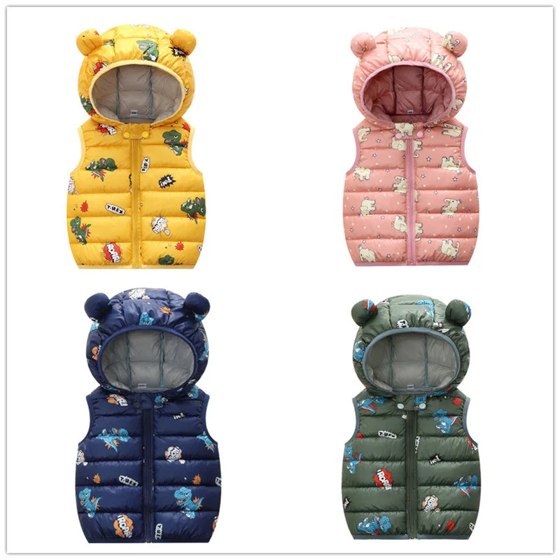 Autumn Winter New Baby Outerwear Baby Boys Girls Down Jackets Cartoon Mouse New Boy Girl Jacket Warm Kids Lightweight Coats 1-5Y