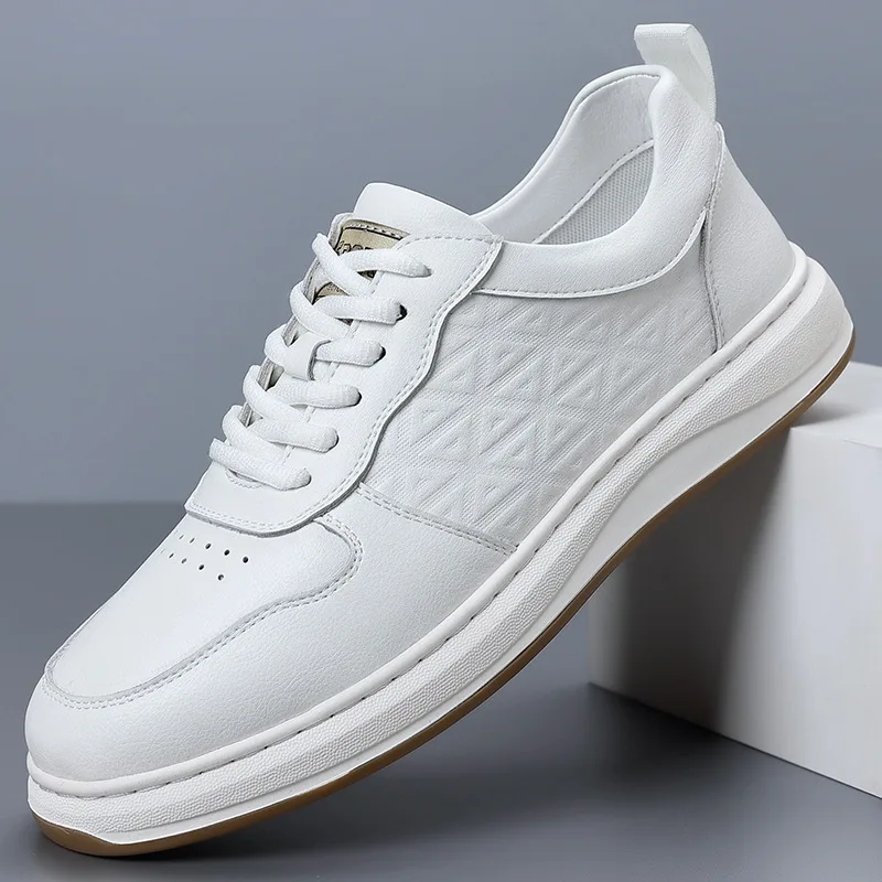 

2023 весенне-осенние новые белые туфли для мужчин, модные туфли на платформе из коровьей кожи, мужские спортивные туфли на мягкой подошве с кружевом, Zapatillas Hombre