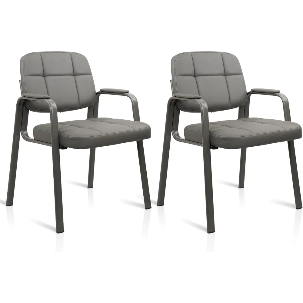 

Waiting Room Guest Chair with Bonded Leather Padded Arm Rest for Office Reception and Conference Desk(Grey 2 Pack)