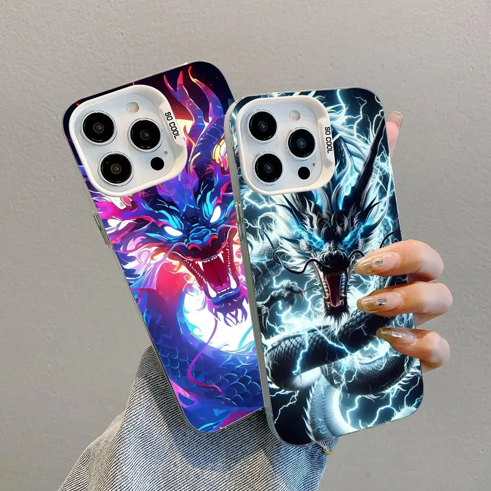 

Dragon King Mobile Phone Case for iPhone 17 16 15 14 13 12 11 X XR XS 8 7 Air Pro Max Plus White Translucent Colorful Cover