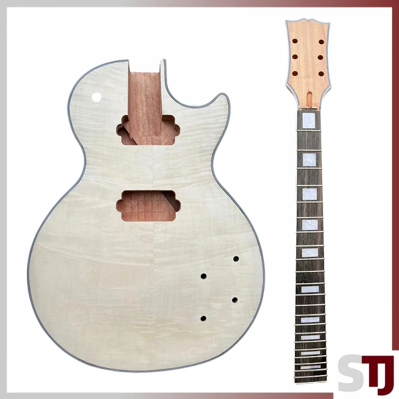 1 set  LP style unfinished Electric guitar including guitar neck and guitar maple body DIY Make substitution