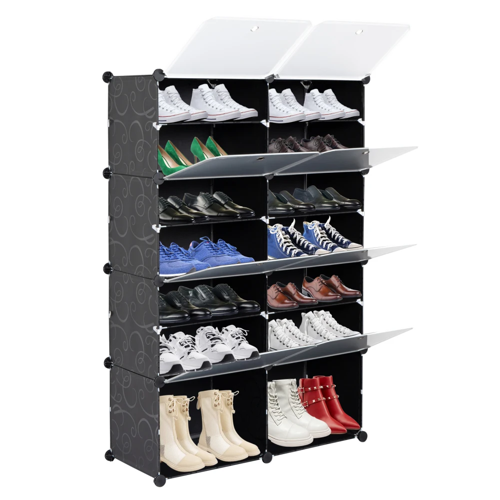 7-tier 14 Grids Shoe Rack Organizer Portable Large Capacity Tower Shelf Storage Cabinet Stand For Heels Slippers