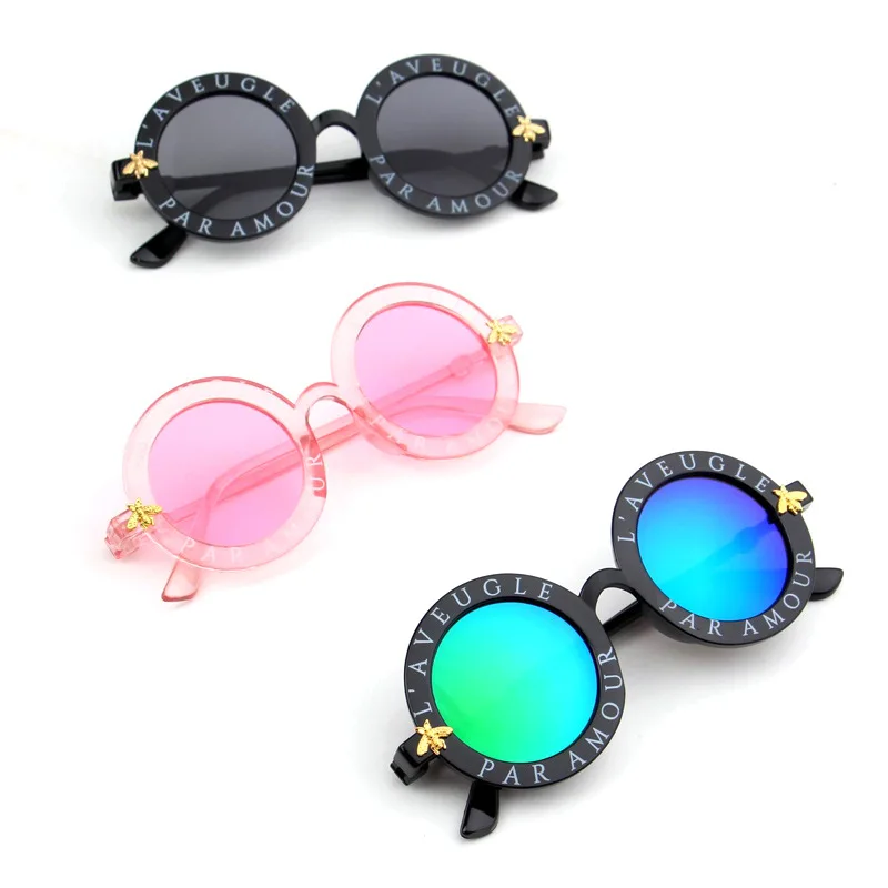 Steampunk Bee Kids Sunglasses Boys Girls Luxury Vintage Children Eyeglasses  Round Sun Glasses UV400 Baby Accessories