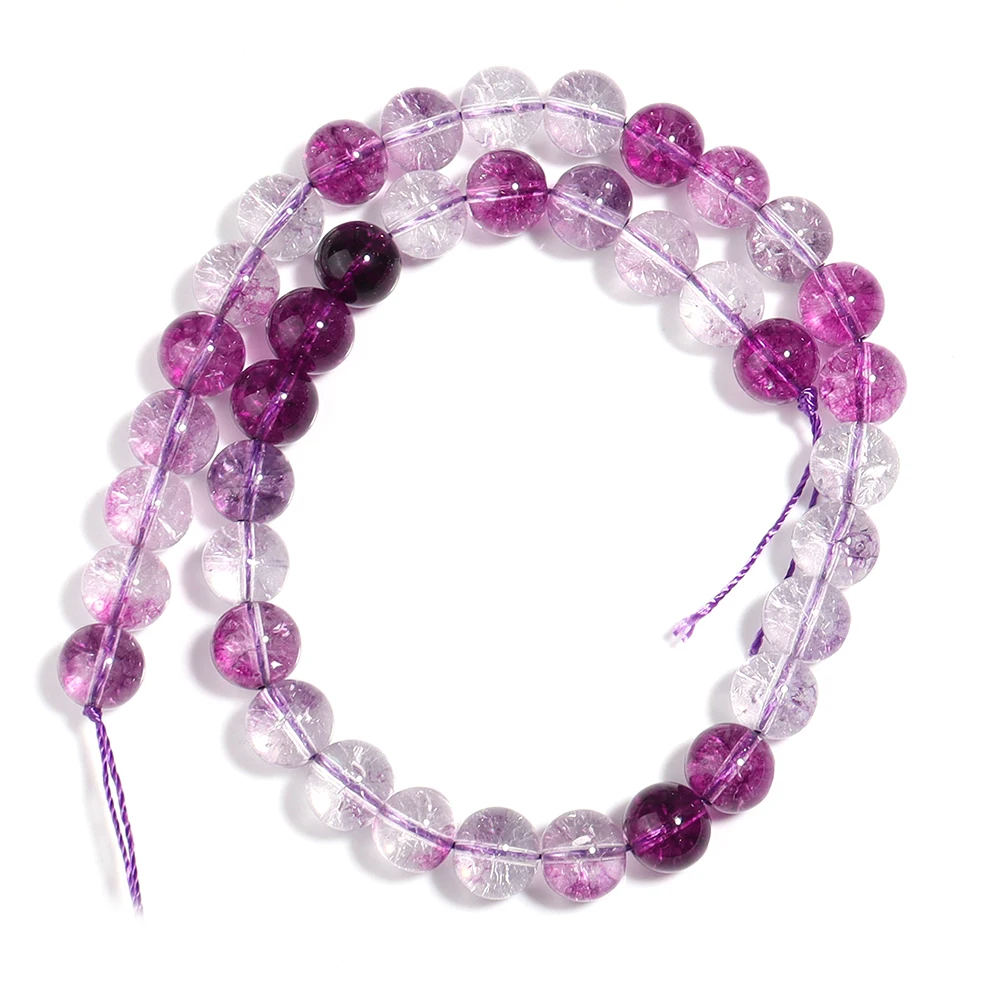 Purple Ghost Crystals Tourmaline Quartz Round Loose Beads For Jewelry Making DIY Bracelets Necklace Accessories 6/8/10mm