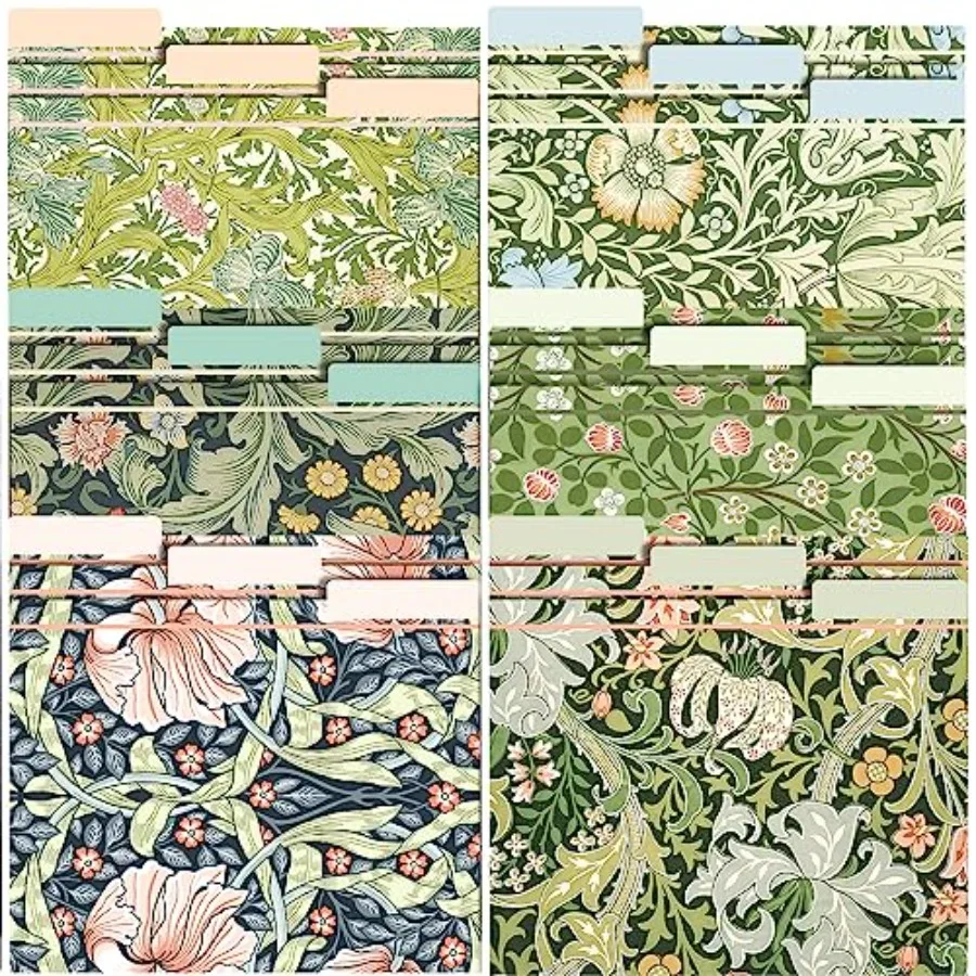 

Упаковка из 18 папок William Morris с цветочным рисунком, декоративные папки для файлов, размер букв 9,5 x 11,5 с 1 3 вырезанными вкладками, модные папки для