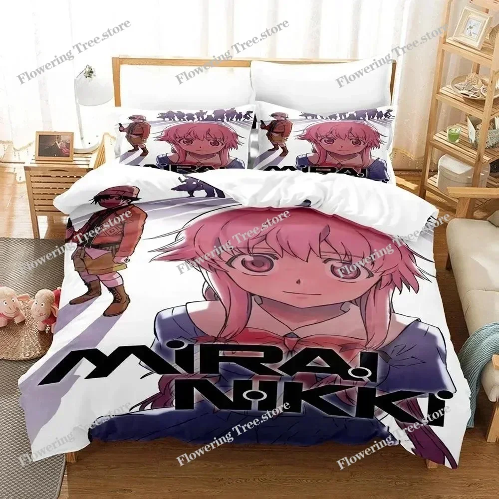

New 3D Printed Anime Bed Sheet Future Diaries Mirai Nikki Bedding Set Single Twin Full Queen King Size Bed Set Adult Kid Bedroom