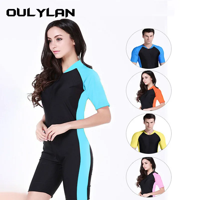 

OULYAN Short Diving Suits Neoprene Women Wetsuits Swimwears Sleeves Men One Piece Surf Snorkeling Surfing Swimsuit