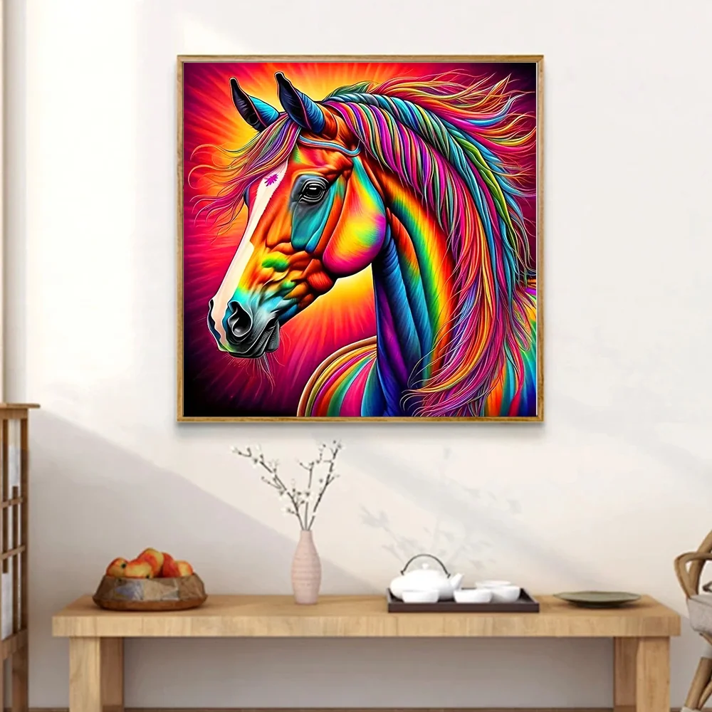 Huacan Diamond Mosaic Animal Full Square Round Diamond Painting Horse Fantasy New Collection Art Home Decor Gift Craft Kit