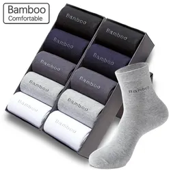 10Pairs/Pack Men Bamboo Socks Comfortable Breathable Casual Business Men's Crew Socks High Quality Guarantee Sox Male