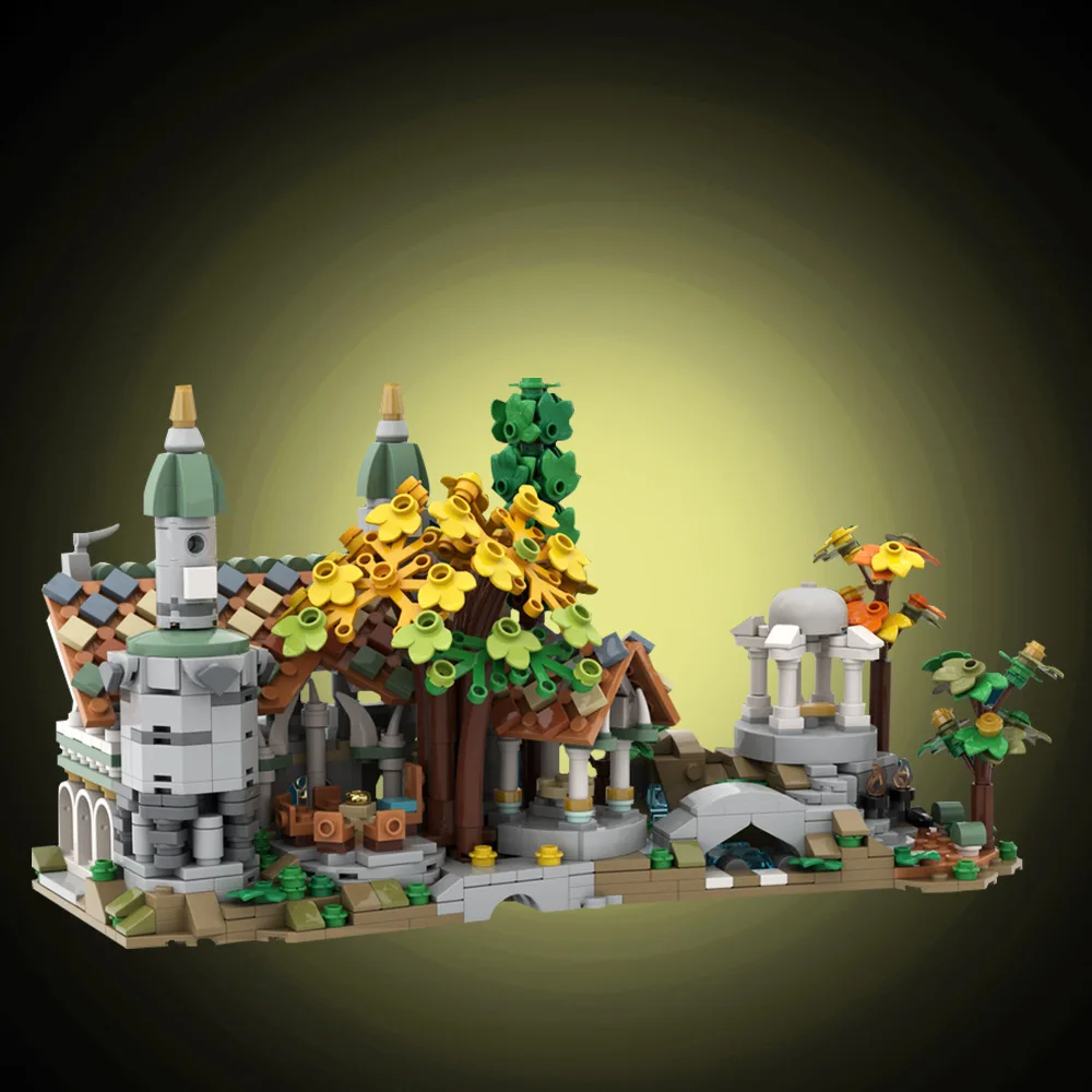 MOC- 140586   Строительные блоки Замок Rivendell, модель здания, набор строительных блоков из мелких частиц, креативный подарок