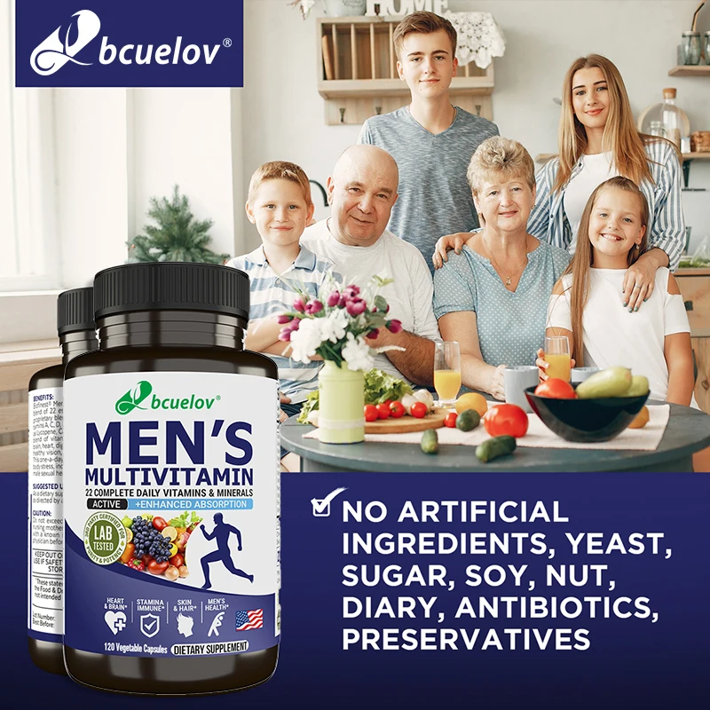 Bcuelov Daily Complete Vitamins & Minerals - Men\'s Health, Skin & Hair, Stamina Immune System