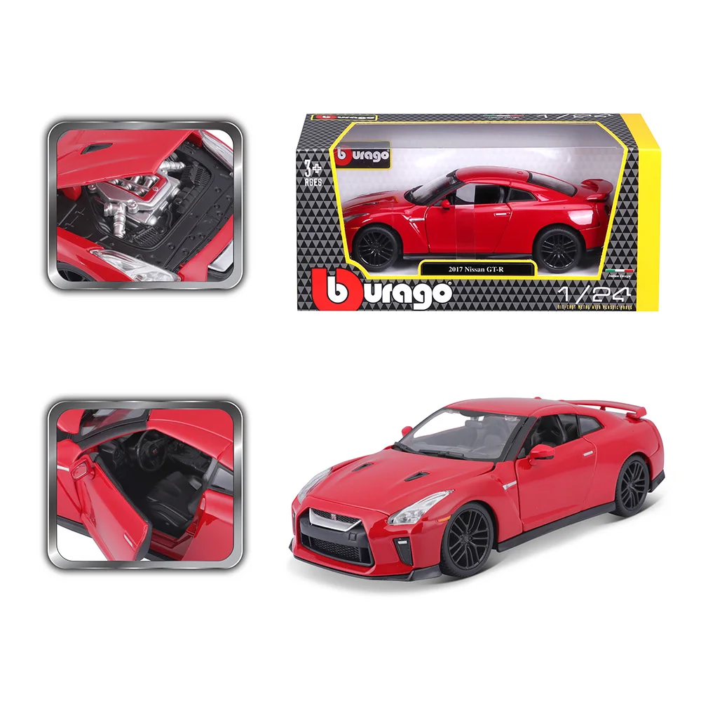 Bburago-Nissan Ares GT-R Carro De Corrida De Liga, Modelo De Veículo De Luxo, Diecast Pull Back Cars, Coleção De Brinquedos Presente, 2017, 1:24