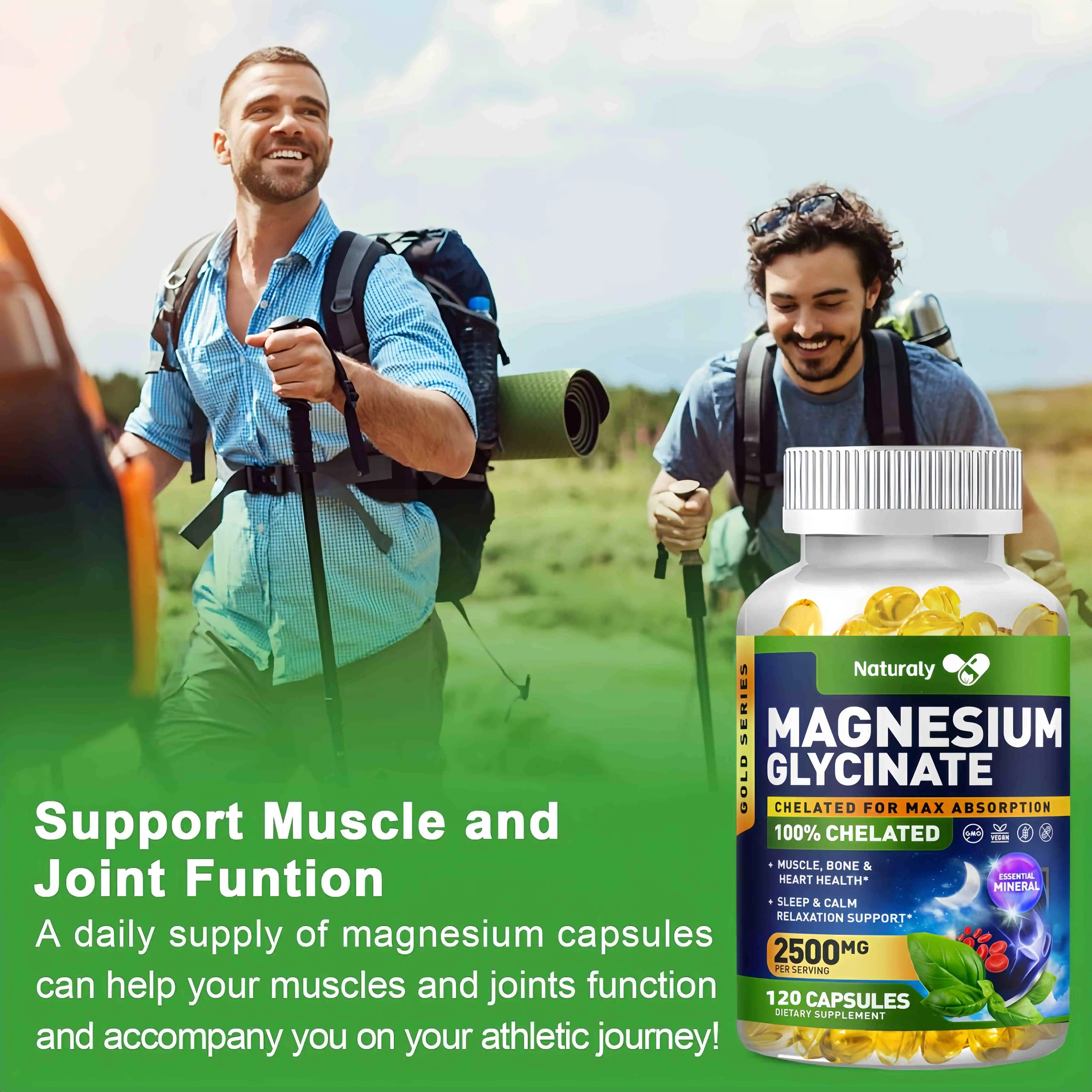 Magnesium Glycinate Capsules Dietary Supplement Support Bone Immune System,Heart Health Mineral Supplement Help Natural Sleep