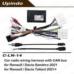 Car Android Radio Accessories Cable Connector Socket Power Wiring Harness with CAN Bus Decoder for Renault Taliant Dacia Sandero