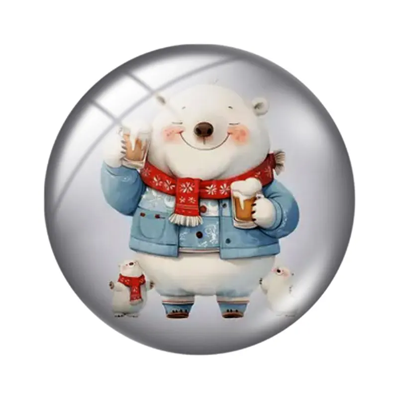 Cute Polar Bear Colored Drawing Glass Cabochon 12mm/16mm/18mm/25mm round Flat Back Findings Photo Image Craft Supplies