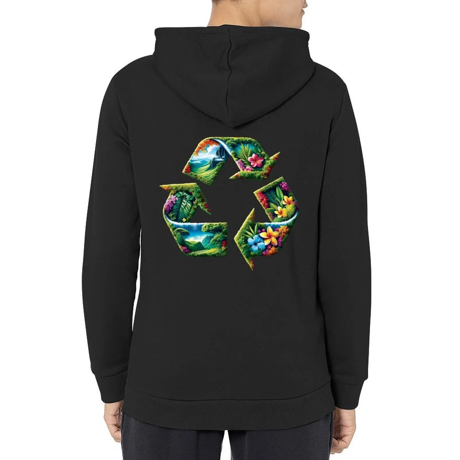 

Tropical Recycling Flowers Hoodie autumn clothes graphic t shirts men autumn male clothes hoodie man