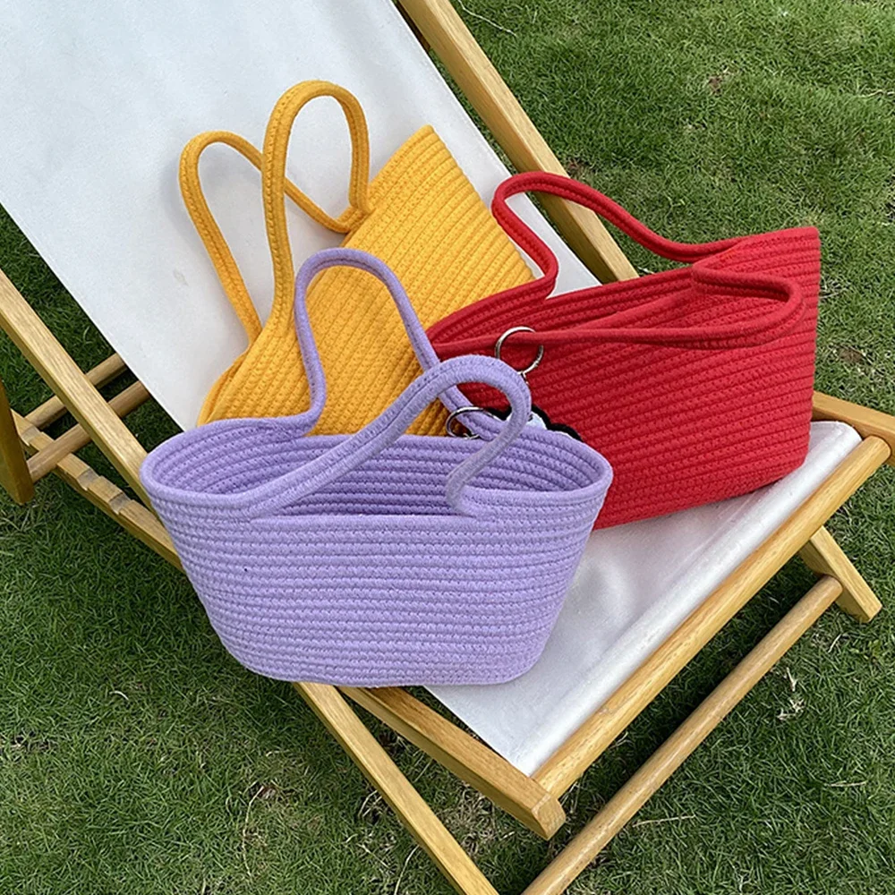 Korean Ladies Beach Holiday Woven Totes Casual Crossbody Bag Women Shoulder Handbags Messenger Purse New Fashion Shopping Bags