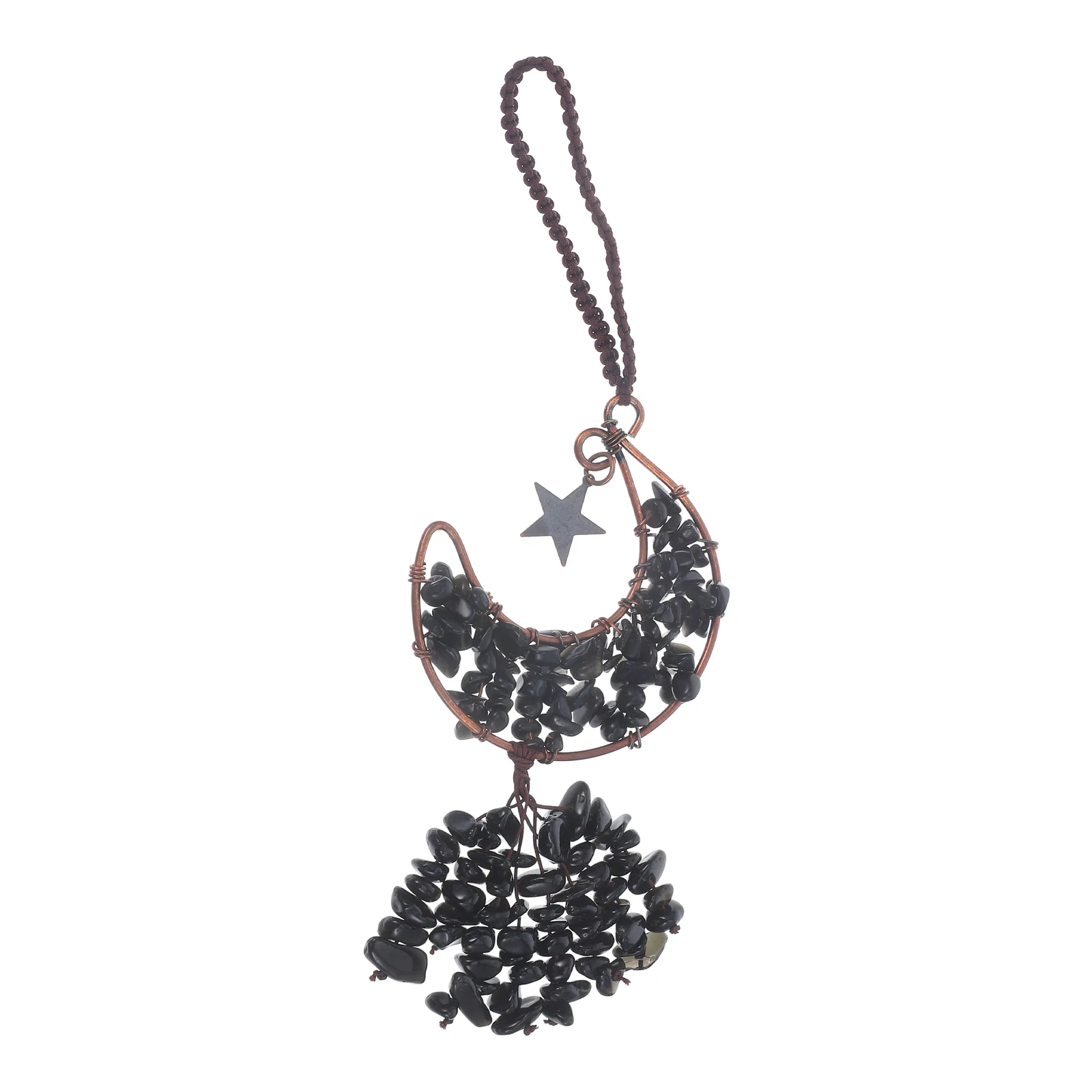 

Crystal Stone Moon Pendant Black Decor Rearview Mirror Hanging Ornament for Car Vehicle Charm Fashion Dynamism Popular
