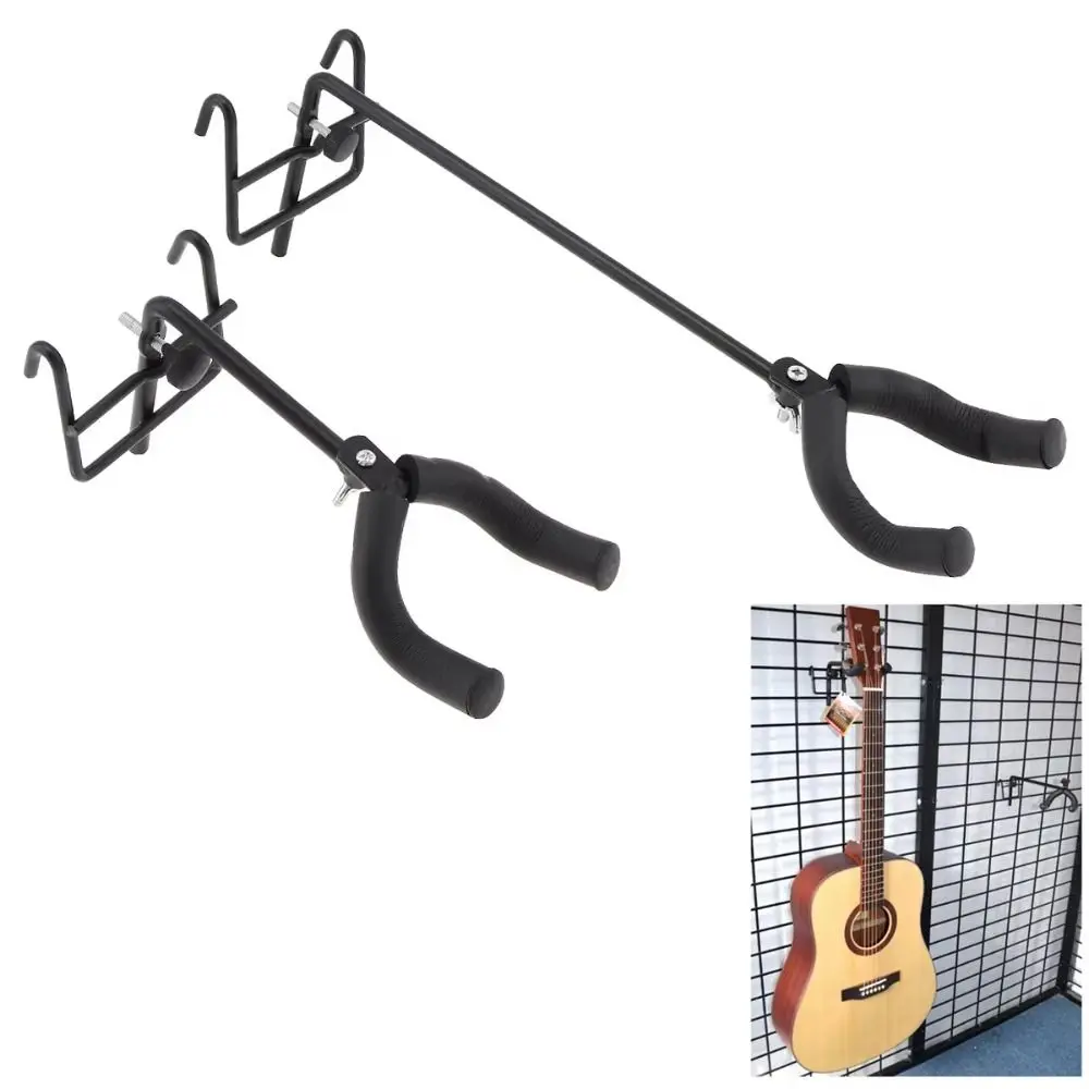 Universal Metal Guitar Hanger Hook Soft Sponge Long Arm Auto Lock Ukulele Hanger Non-slip Ukulele/Violin Stand Bass