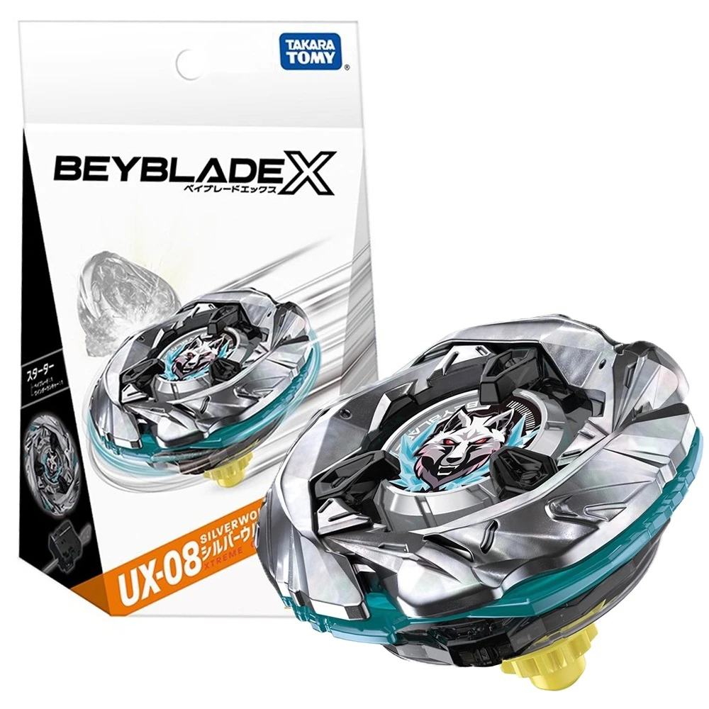 

GENUINE TAKARA TOMY BEY X UX-08 Starter Silver Wolf 3-80 BLADE NEW WITH ORIGINAL PACKAGING SET UX 08