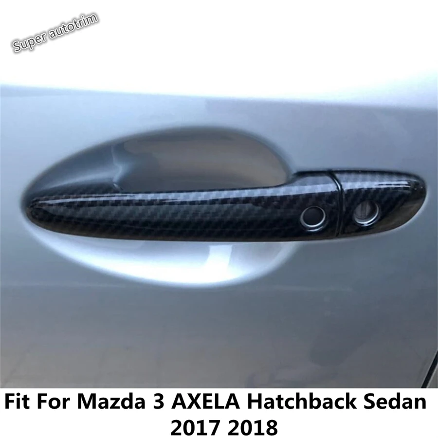 

Side Door Handle Decoration Cover Trim Fit For Mazda 3 AXELA Hatchback Sedan 2017 2018 ABS Carbon Fiber Accessories Exterior Kit