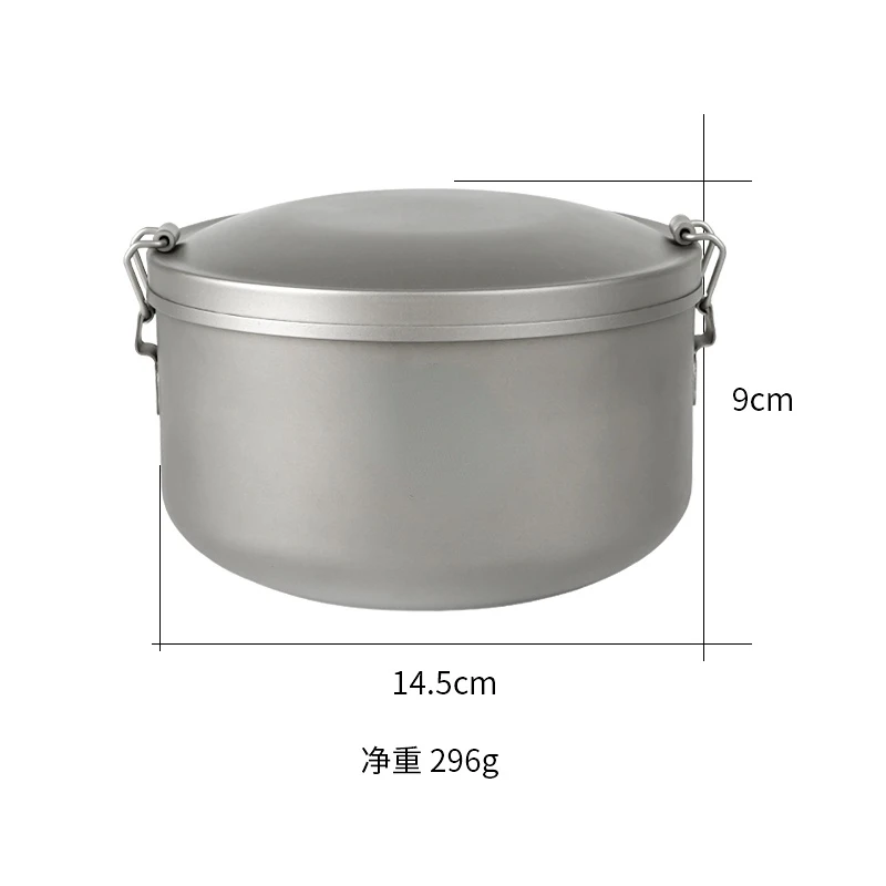 Double-deck style Anti Rust Lightweight Round Titanium Canteen Titanium lunch box Titanium mess tin for camping outdoor picnic