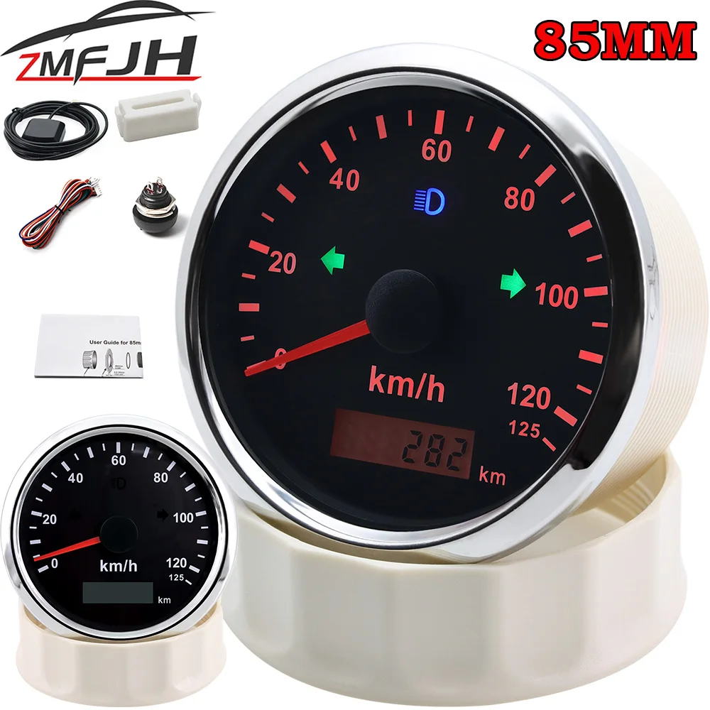 Universal 85MM GPS Speedometer with Antenna 120kmh 200kmh Speed Gauge for Motorcycle Boat Car Yacht Waterproof Digital Odometer