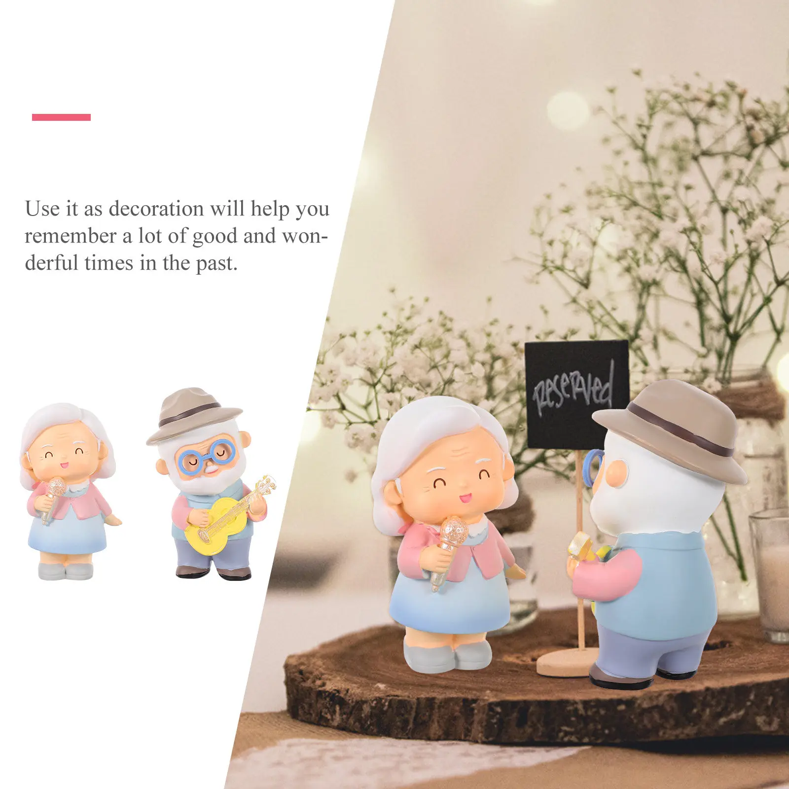 1 Pair Elderly Couple Resin Craft Decoration Anniversary Wedding Desktop Ornament Love Statue Valentine's Day Gift