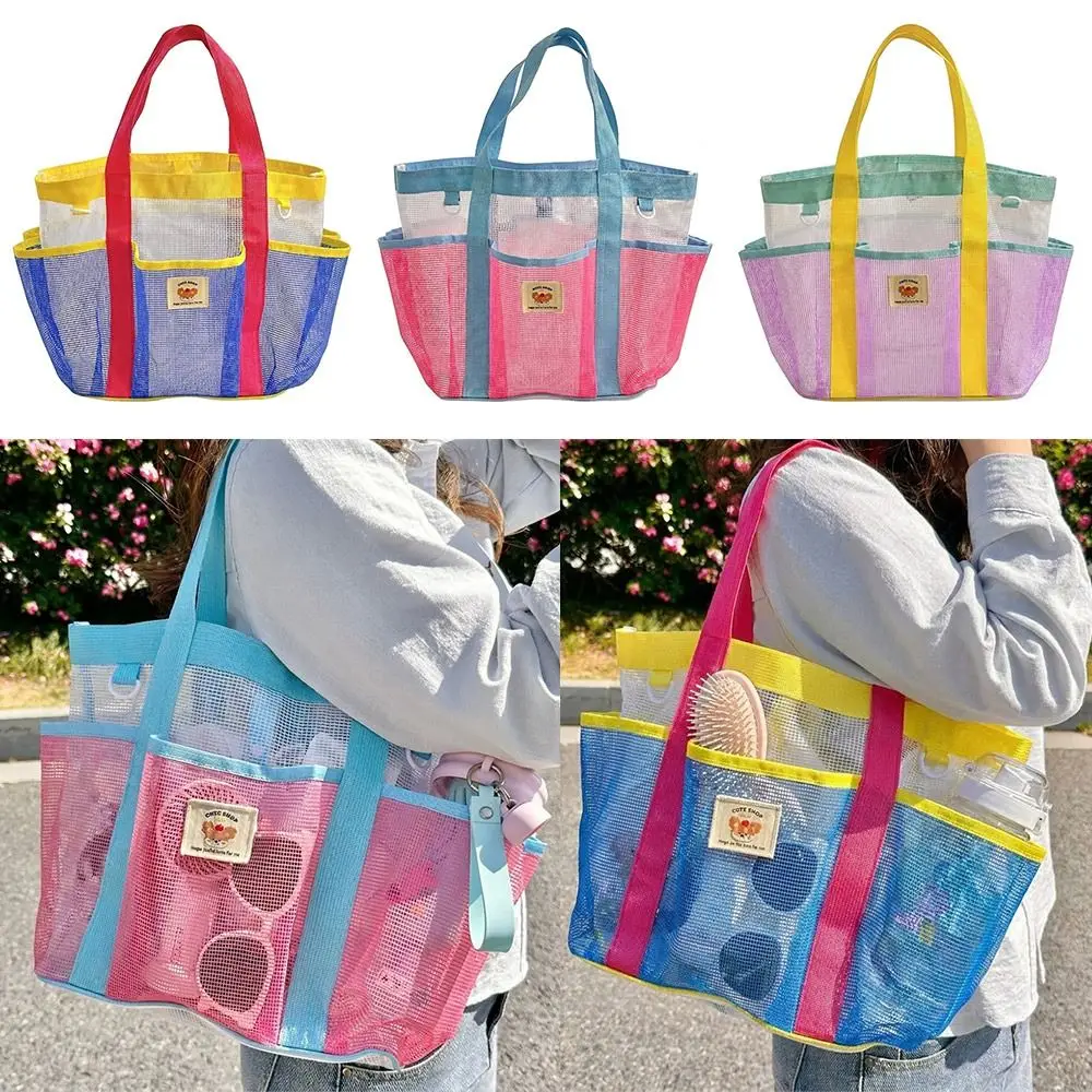 Robuste Mesh-Tragetasche mit mehreren Taschen, großes Fassungsvermögen, tragbare Schwimmtasche, tragbare Strandtasche für den Sommer