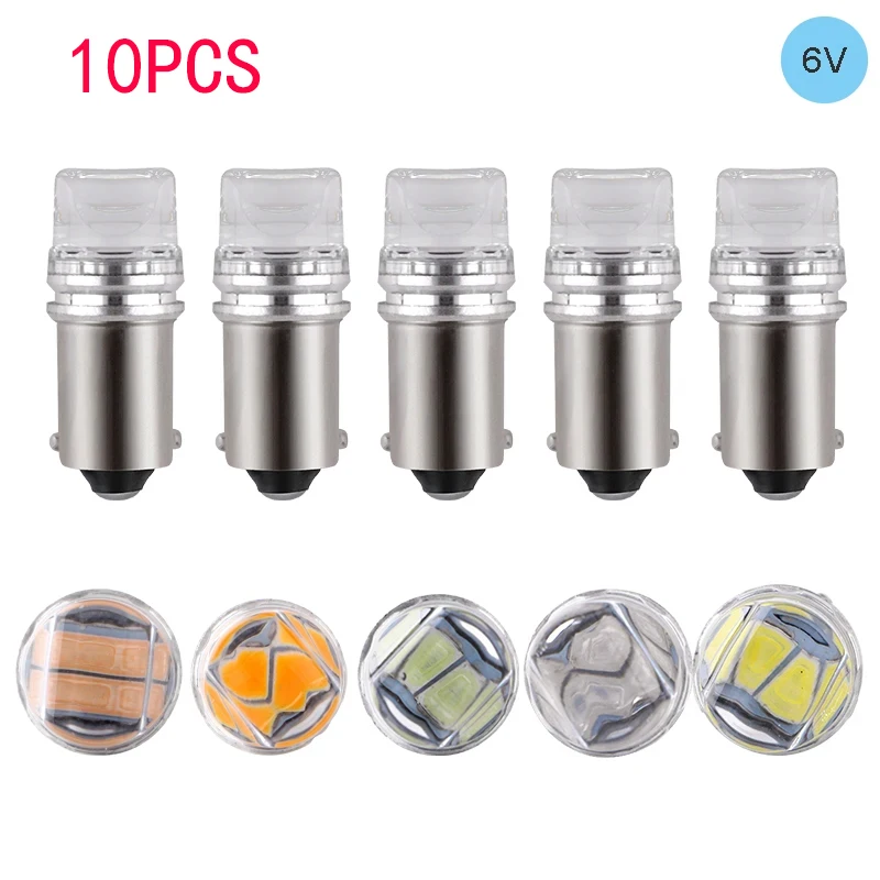 10PCS 6V 6.3V AC DC Non-polarity BA9S T4W T11 LED Light Bulb 53 57 1895 1891 64111 for Pinball Machine Warm White 5630 2 SMD